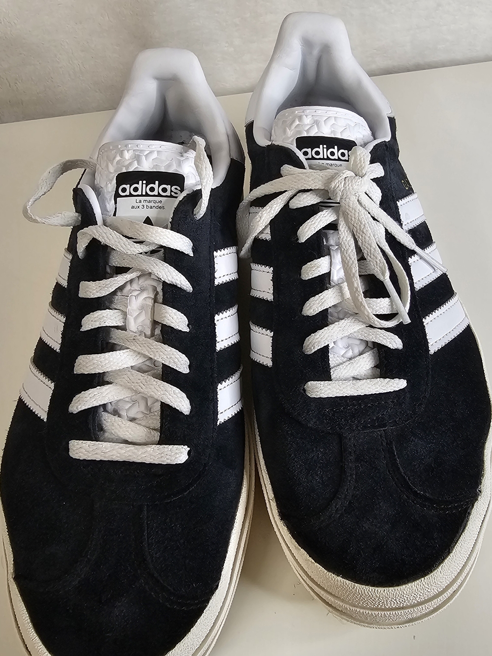 adidas Women Gazelle Bold Black & White Classic Suede Sneakers